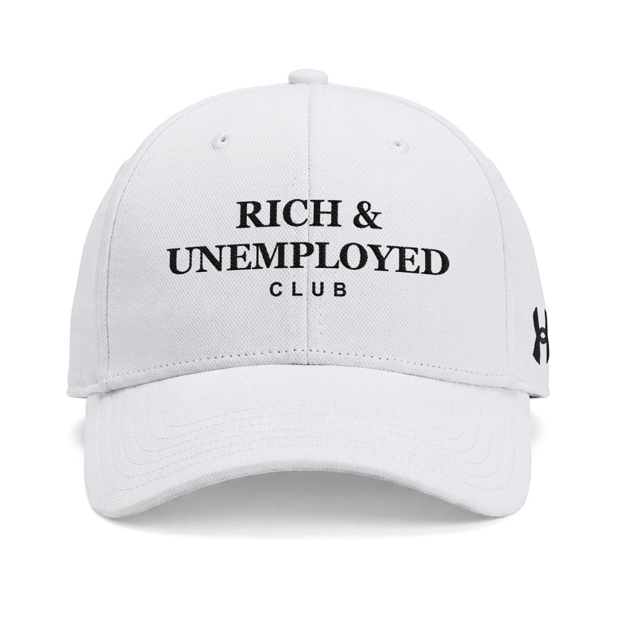 Rich & Unemployed Club Embroidered Cap — White Baseball Hat